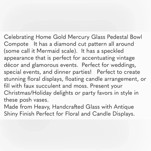 Celebrating Home -Home Interiors Golden Mercury Glass Large Compote. NEW IN BOX! - Picture 5 of 6